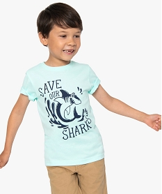 GEMO Tee-shirt garçon à manches courtes avec large motif Vert