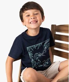 GEMO Tee-shirt garçon à manches courtes avec motifs dessinés Bleu
