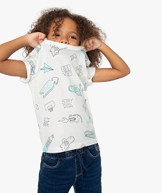 GEMO Tee-shirt garçon à manches courtes avec motifs dessinés Blanc