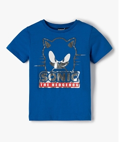 GEMO Tee-shirt garçon avec motif XXL pailleté – Sonic Bleu