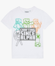 GEMO Tee-shirt garçon avec motifs graphiques - MineCraft Blanc