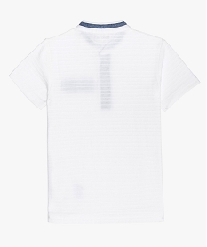tee-shirt garcon a col mao en maille texturee effet raye blancB667701_4