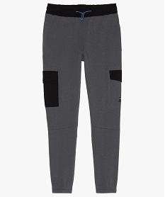 GEMO Pantalon de sport garçon avec ceinture et poches contrastantes Gris