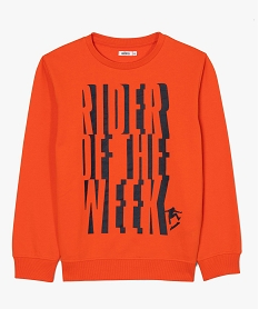 GEMO Sweat garçon molletonné avec inscription Orange