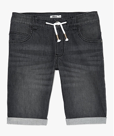 bermuda garcon en jean extensible avec ceinture cordon grisB672901_1