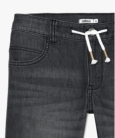 bermuda garcon en jean extensible avec ceinture cordon grisB672901_2