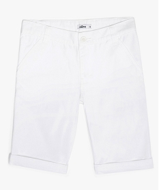 GEMO Bermuda en sergé de coton uni garçon blanc vif