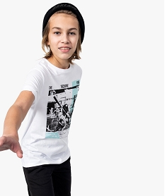 GEMO Tee-shirt garçon à manches courtes avec motif baseball blanc vif