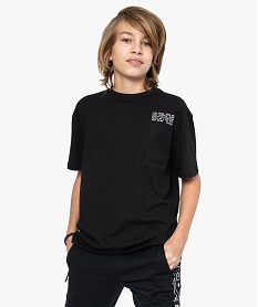 tee-shirt garcon a manches courtes avec empiecements en resille noirB679501_1