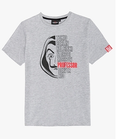 tee-shirt garcon chine imprime - la casa de papel grisB680101_1