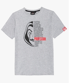 GEMO Tee-shirt garçon chiné imprimé - La Casa de Papel Gris