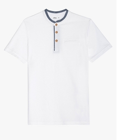 GEMO Polo garçon à col mao et manches courtes blanc standard
