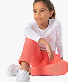 pantalon de jogging fille coupe ajustee orange pantalonsB682801_1