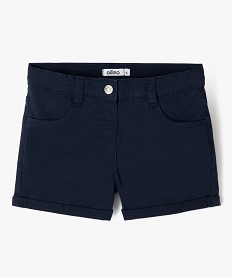 GEMO Short en coton stretch avec revers fille navy