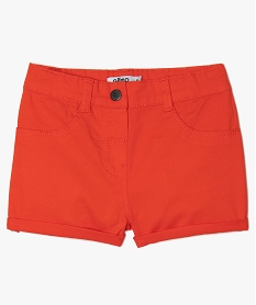 GEMO Short fille en coton extensible avec revers Rouge