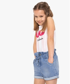 GEMO Short fille en jean taille haute avec ceinture à nouer – LuluCastagnette Bleu
