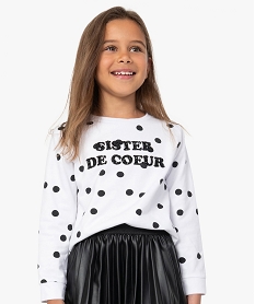 sweat fille a pois avec message en strass blanc sweatsB687301_1