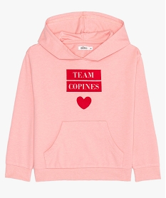 sweat fille a capuche avec inscription sur l’avant roseB687401_1