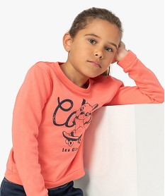 GEMO Sweat fille avec motif girly Rose