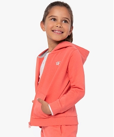 GEMO Sweat fille à capuche avec doublure contrastante Orange