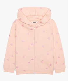 GEMO Sweat fille zippé imprimé à capuche Rose