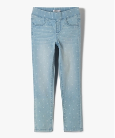 GEMO Jean fille coupe skinny à motifs étoiles Bleu