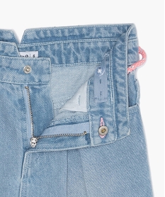 jupe fille en jean avec pinces et ceinture – lulu castagnette bleuB690001_3