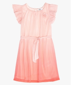 GEMO Robe fille en voile irisé et manches volantées Rose