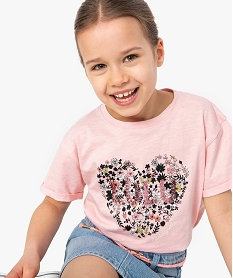 GEMO Tee-shirt fille avec motif scintillant – Lulu Castagnette Rose