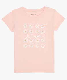 GEMO Tee-shirt fille à manches courtes avec motif girly Rose