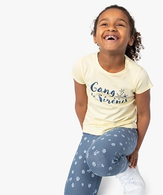 GEMO Tee-shirt fille à manches courtes avec motif girly jaune standard
