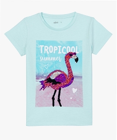 GEMO Tee-shirt fille avec motif en sequins réversibles Bleu