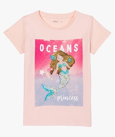 GEMO Tee-shirt fille avec motif en sequins réversibles Rose