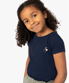 GEMO Tee-shirt fille avec empiècement tulle et volant au dos Bleu