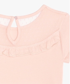 tee-shirt fille avec empiecement tulle et volant au dos rose tee-shirtsB701201_3