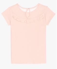 tee-shirt fille avec empiecement tulle et volant au dos rose tee-shirtsB701201_4