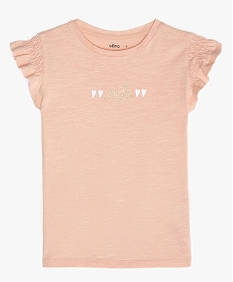GEMO Tee-shirt fille à manches smockées et détails dorés Rose