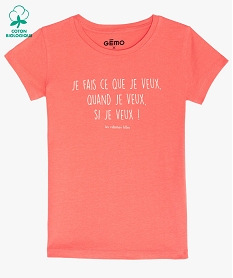 GEMO Tee-shirt fille à message pailleté - GEMO x Les Vilaines filles rose standard