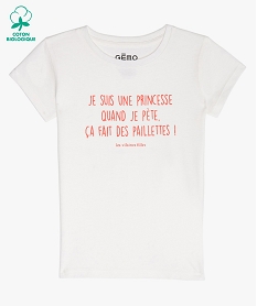 GEMO Tee-shirt fille à message pailleté - GEMO x Les Vilaines filles Beige