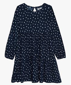 GEMO Robe fille à manches longues avec motifs cœurs Bleu