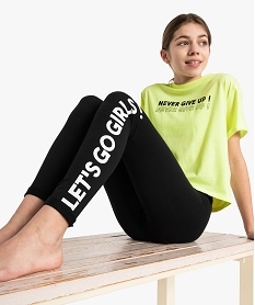 GEMO Leggings fille spécial sport avec inscription sur une jambe Noir