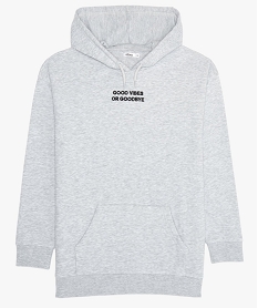 sweat fille a capuche avec inscription brodee grisB707901_1