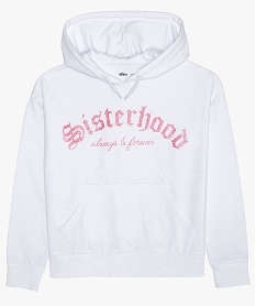 sweat fille a capuche avec inscription blanc sweatsB708101_1