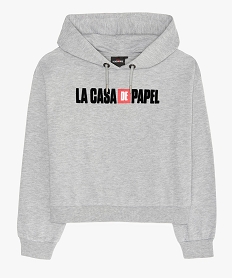 GEMO Sweat fille large et court à capuche - La Casa de Papel Gris