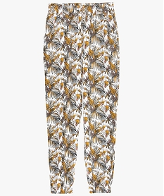 GEMO Pantalon fille à motifs tropicaux avec ceinture élastiquée vert vif