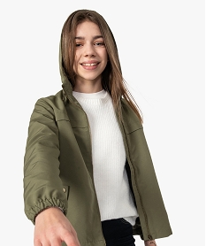 GEMO Blouson fille avec capuche et fermeture zippée Vert