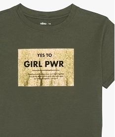 tee-shirt fille court avec message scintillant vertB713701_2
