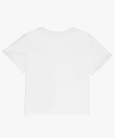 tee-shirt fille coupe ample et courte avec inscription blancB713801_3