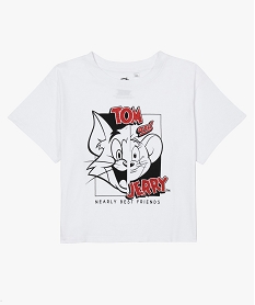 GEMO Tee-shirt fille avec motif Tom & Jerry Blanc