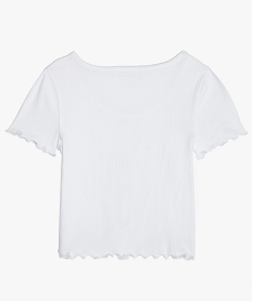 tee-shirt fille coupe courte avec finitions volantees blanc tee-shirtsB714701_3